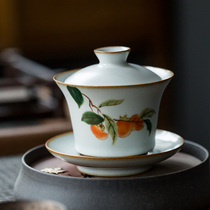 Ru Kiln Ceramics Three Cai Bowl Hand-painted Tea Cup Single Large Tea Bowl Home Vintage Tea Bowl Kung Fu Tea Set