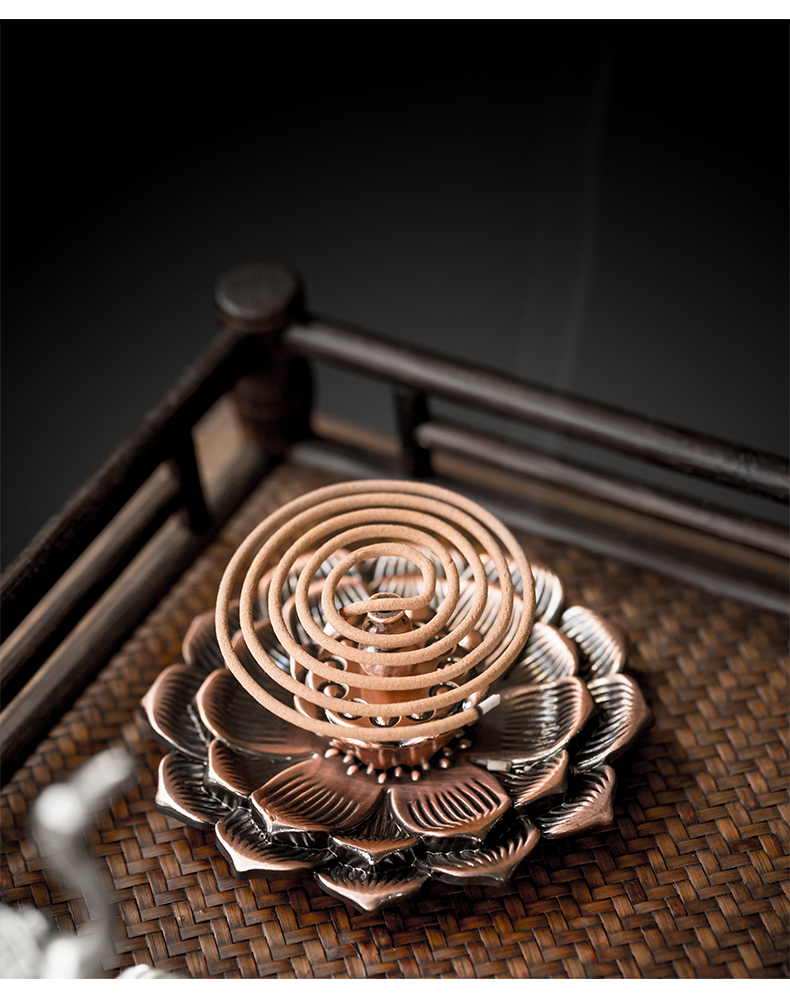 Alloy incense seat insert tea pastille zen incense coil creative household metal lotus censer kung fu tea accessories