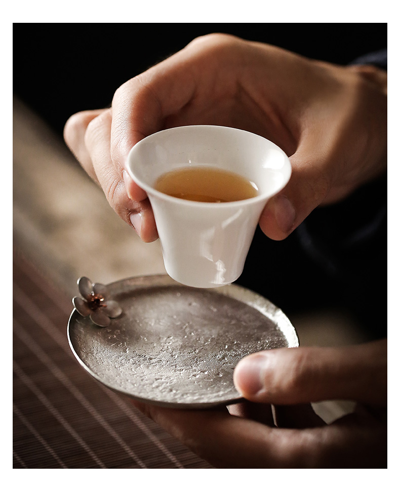 Japanese tin name plum cup mat hand the cup mat cup saucer metal insulation pad tea kungfu tea accessories