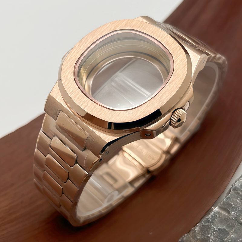 42mm Sapphire Glass Nautilus Gold Case Strap Suitable for Seiko Nh35Nh36 Nh38/70 Movement