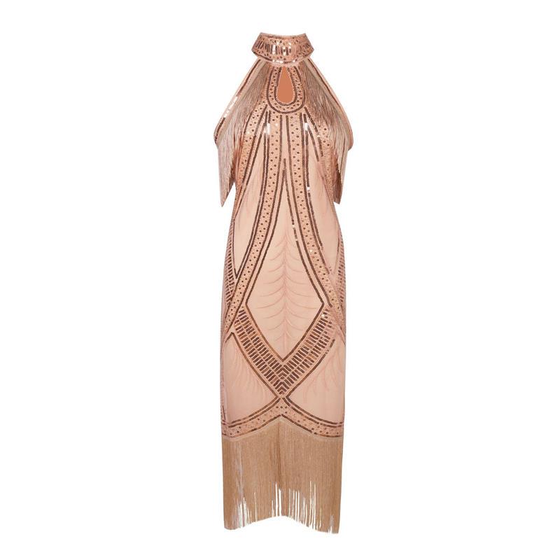 Tassel Dress 1920 European and American Retro Prom Party Retro Sequin Beaded Dress Party Banquet Dance Dress