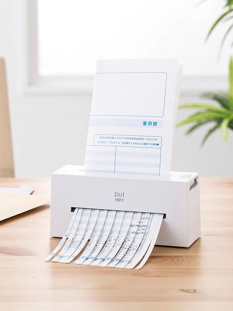 Digio2 White Paper Shredder, Low-Power Automatic Electric, Simple and Portable, Mini Commercial Office Shredder, Multifunctional Home Use, Confidential Small Strip Desktop Document Paper Waste Shredder