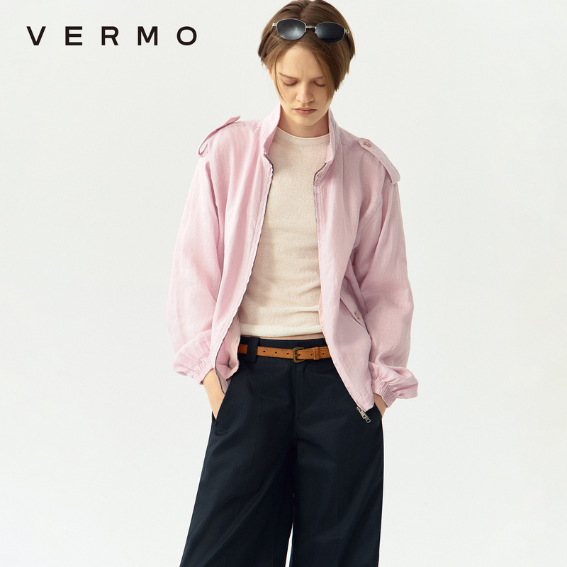 Vermo 100% Linen, Beautiful Colors, Washed Natural Wrinkles, Loose Stand-Up Collar Casual Jacket Vermo 100% Linen, Beautiful Colors, Washed Natural Wrinkles, Loose Stand-Up Collar Casual Jacket