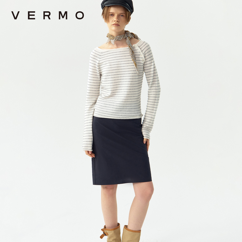 Vermo Machine Washable Wool Cotton Three-Dimensional Striped Diagonal Button Boat Neck Knit Sweater Vermo Machine Washable Wool Cotton Three-Dimensional Striped Diagonal Button Boat Neck Knit Sweater