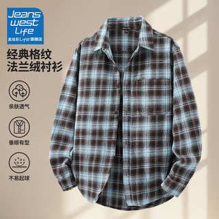 Jeanswest Life Plaid Shirt for Men, Autumn Vintage Trendy Workwear Jacket, Men's Flannel Wrinkle-Resistant Top m