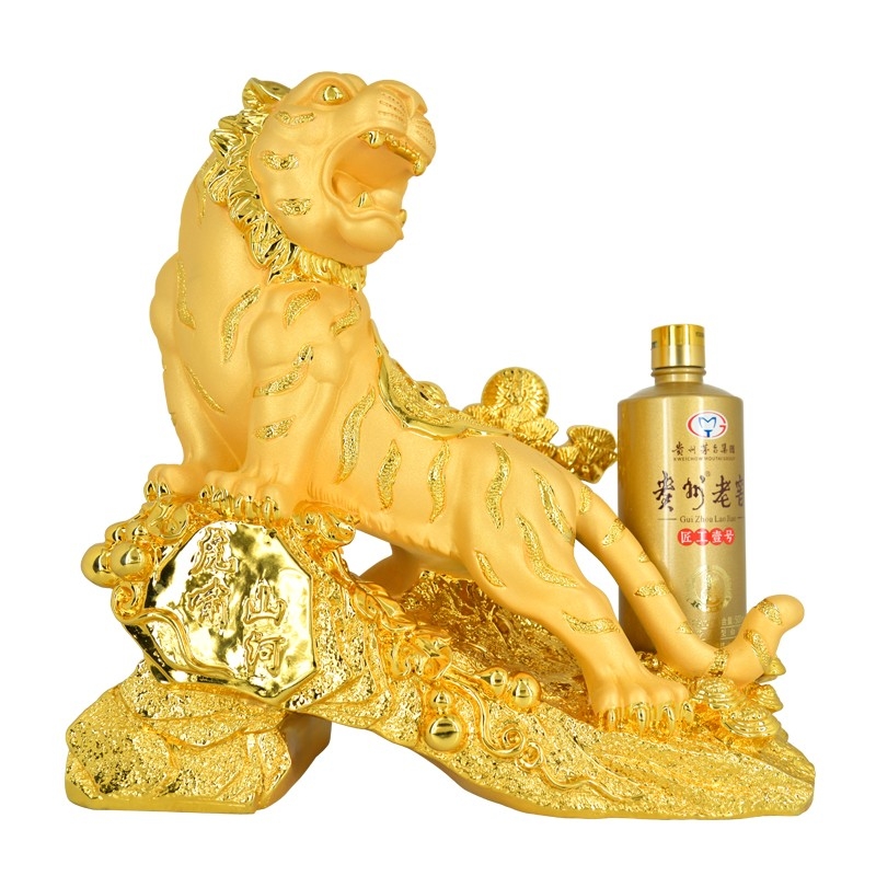 贵州茅台集团工艺品酒虎嘯山河（金色）53度酱香型500ml +工艺品摆件