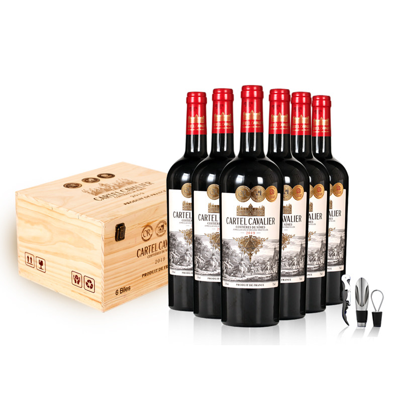 卡特尔AOP等级3项金奖法国进口红酒骑士珍藏干红葡萄酒750ml6支