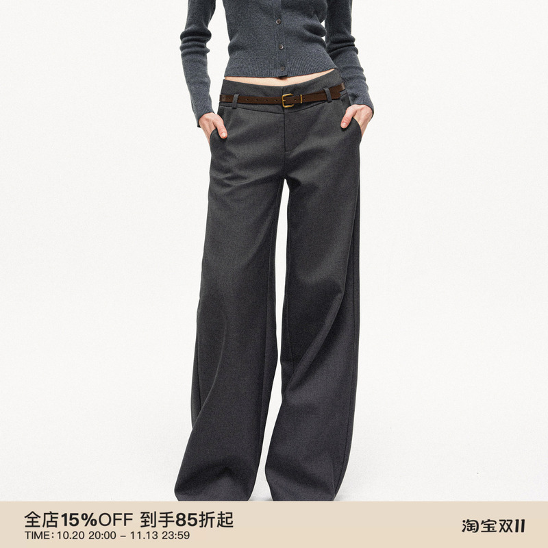 Puki Lyocell Three-Dimensional Cut Wide-Leg Casual Versatile Drapey Low-Waist Straight-Leg Dress Pants Puki Lyocell Three-Dimensional Cut Wide-Leg Casual Versatile Drapey Low-Waist Straight-Leg Dress Pants