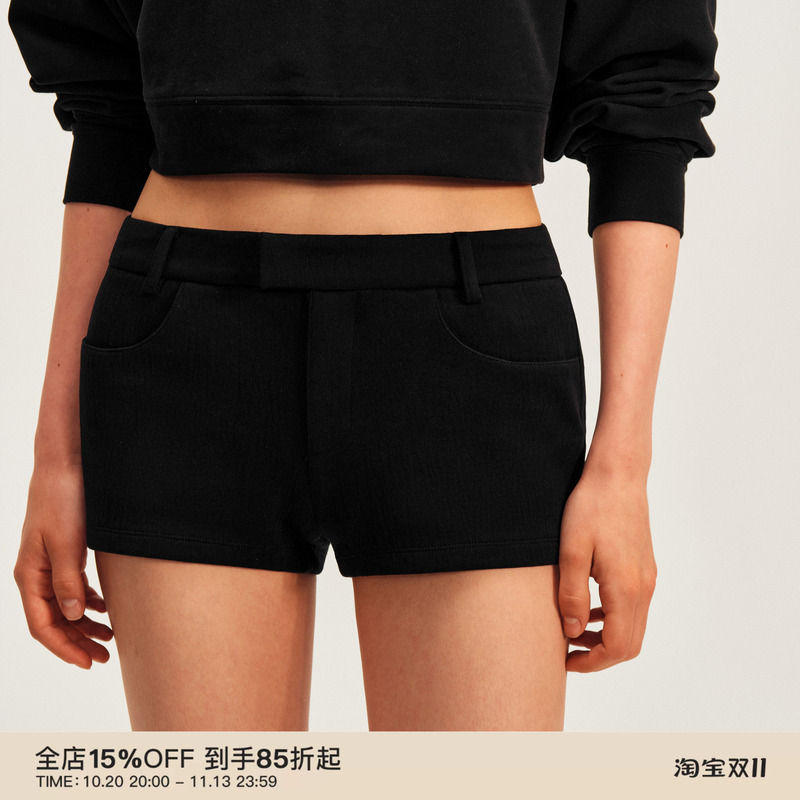 Puki Stretchy Mini Shorts Lyocell Low-Rise Straight Versatile Ultra-Short Slim-Fit Hot Pants