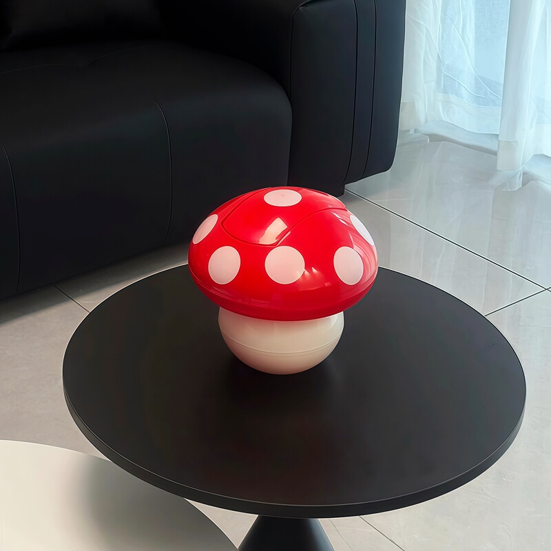 Mushroom-Shaped Desktop Trash Can, High Aesthetic Value, Small Size with Lid, Suitable for Home and Car Use, Creative and Fun Storage Bin
