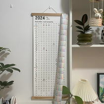 The quarrel calendar commemorates the wooden scroll hanging wall style 2024 Home All year single card Self-control plan Self Disciplined Plan Watch