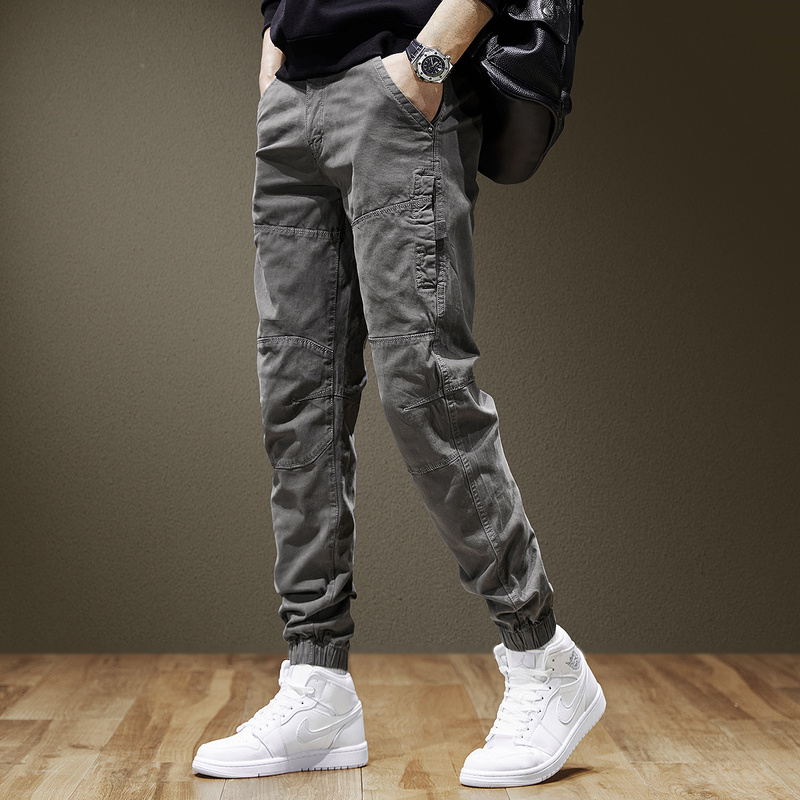 Autumn Casual Pants for Men, Korean Style Slim Fit Jogger Cargo Pants, Trendy Versatile Youth American-Style Harem Sports Long Pants