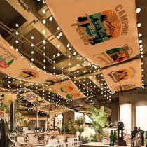 Internet celebrity indoor canopy curtain personalized restaurant pub bar atmosphere decoration ceiling hanging cloth camping style strip cloth