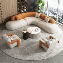 Simple curved corner hotel sales office company 4S store lobby reception lounge area leisure negotiation sofa