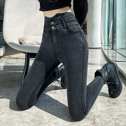 Popular high-waisted black leggings for women's outer wear 2024 spring and autumn new pencil women's pants small feet magic pants small black pants