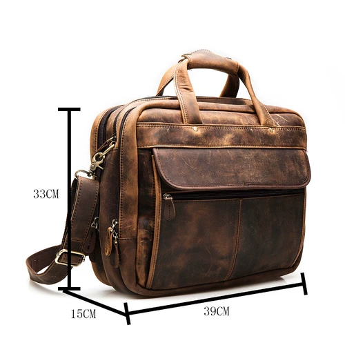 Men Original Leather Fashion Business Briefcase Messenger Ba