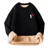 Утепленная бархатная толстовка, трендовый зимний лонгслив для отдыха, удерживающее тепло базовое термобелье, оверсайз