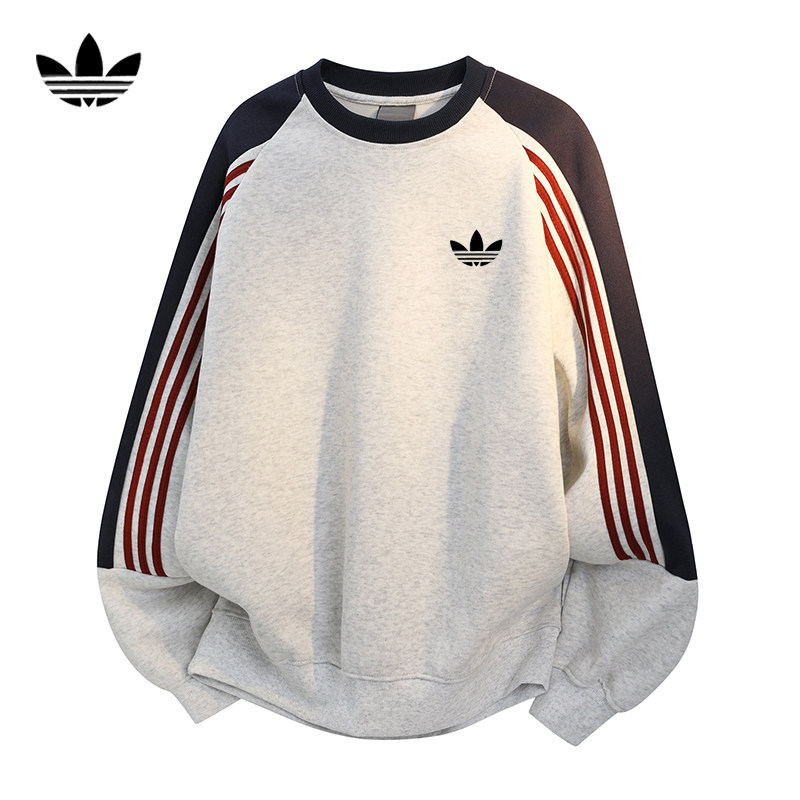 Spring and Autumn Clover Round-Neck Sweatshirt for Men and Women, Loose Casual Sports Style Striped T-Shirt, Versatile Patchwork Hoodie