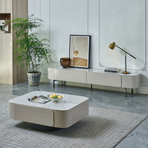 Paiding Italian minimalist coffee table TV cabinet combination cream style economical living room home small apartment 2024 new style
