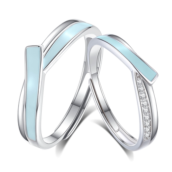 Paraskors galaxy intertwined luminous pair ring simple niche couple adjustable s925 sterling silver ring