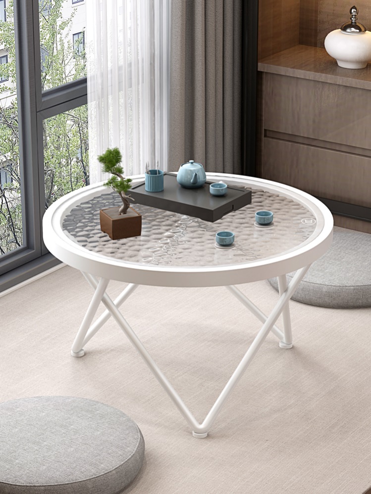 Long iridescent tempered glass tea table day style window sill small table Tea Table Tatami Tea Table Bedroom Sitting Ground Short Table Small Table-Taobao