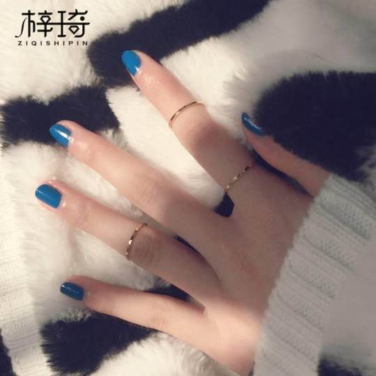 冷淡风素圈细戒指女玫瑰金食指环简约个性潮人关节尾戒钛钢in网红