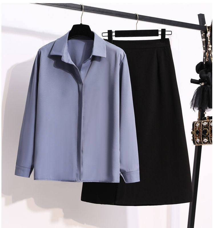 Стильные костюмы plus size women's clothing fat sister skirt two-piece set wo