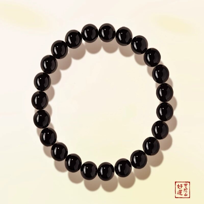 黑曜石手串补水招财普陀山好运旗舰店转运珠马年本命礼物女款男款