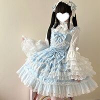 [Ready Stock] Love and Heart Palpitations Han Guliang original design Lolita dress jsk suspender blue dress lo