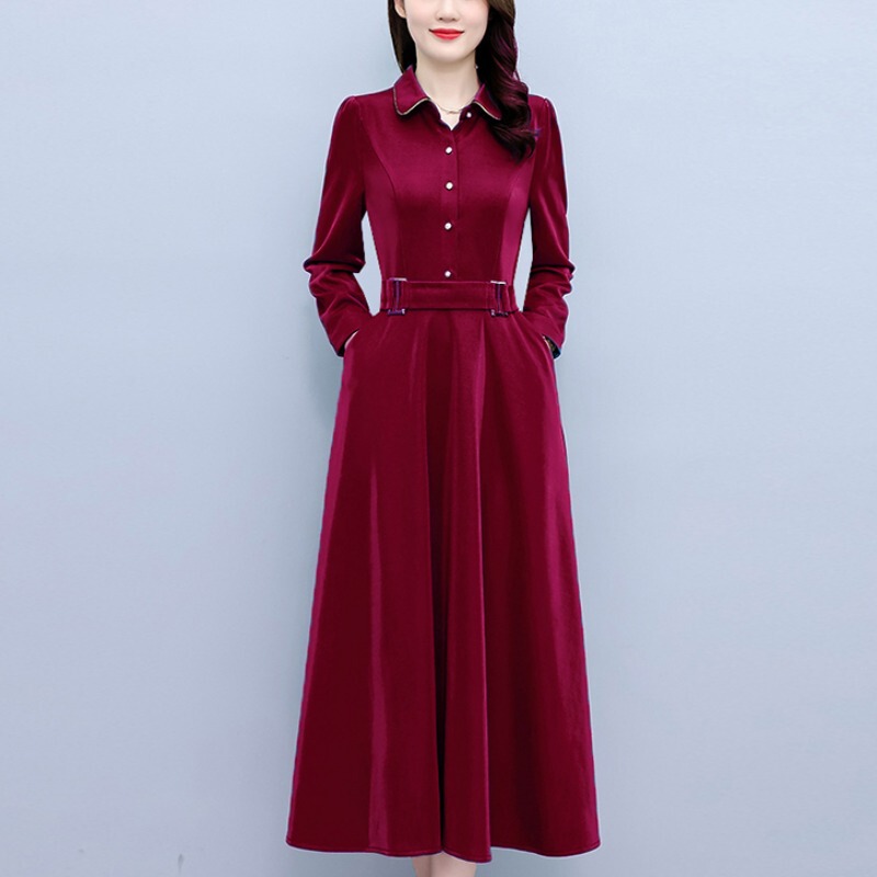 High-End Shirt Dress for Women 2026 Spring and Autumn New Style Middle-Aged Mom Fashion Waist-Cinching Stylish Slimming Belly-Covering Dress High-End Shirt Dress for Women 2026 Spring and Autumn New Style Middle-Aged Mom Fashion Waist-Cinching Stylish Slimming Belly-Covering Dress