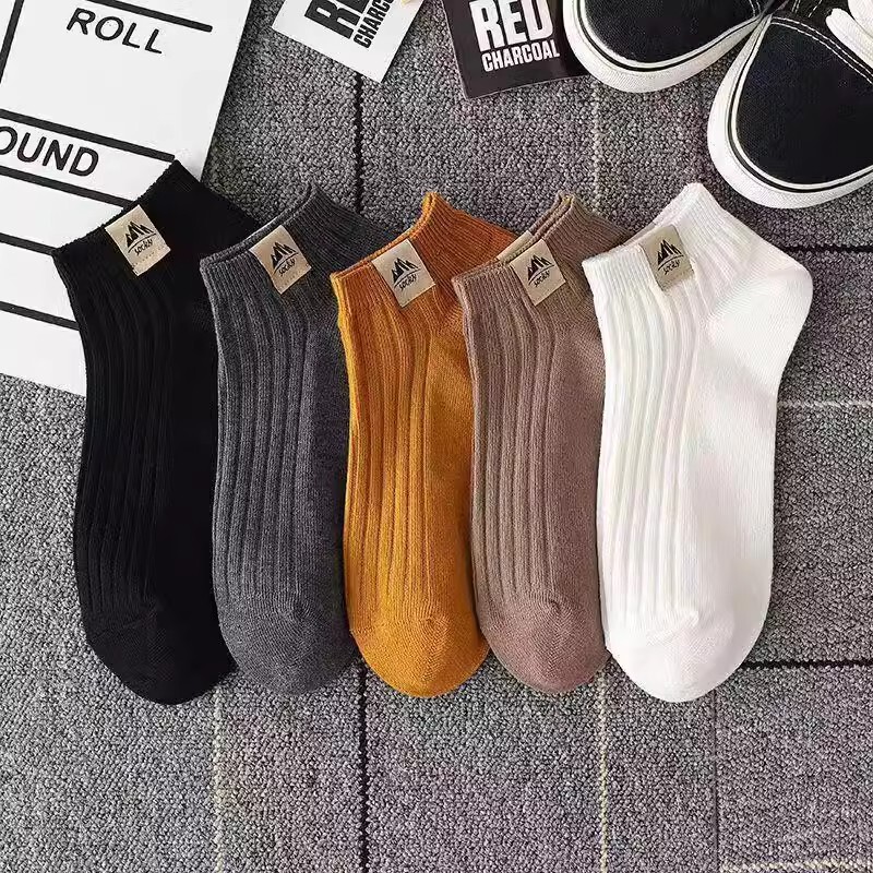Men's Short Socks, Summer Boat Socks, Sports Spring/Summer Style, Odor-Resistant, Low-Cut, Letter Design, Trendy, Thin Men's Socks