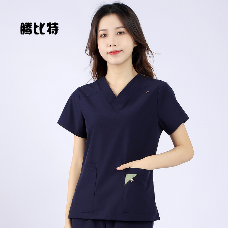 Elastic Quick-Drying Scrub Clothes Summer Washable Clothing for Women and Men Elastic Short-Sleeved Large Size Thin Dental Doctor Nurse