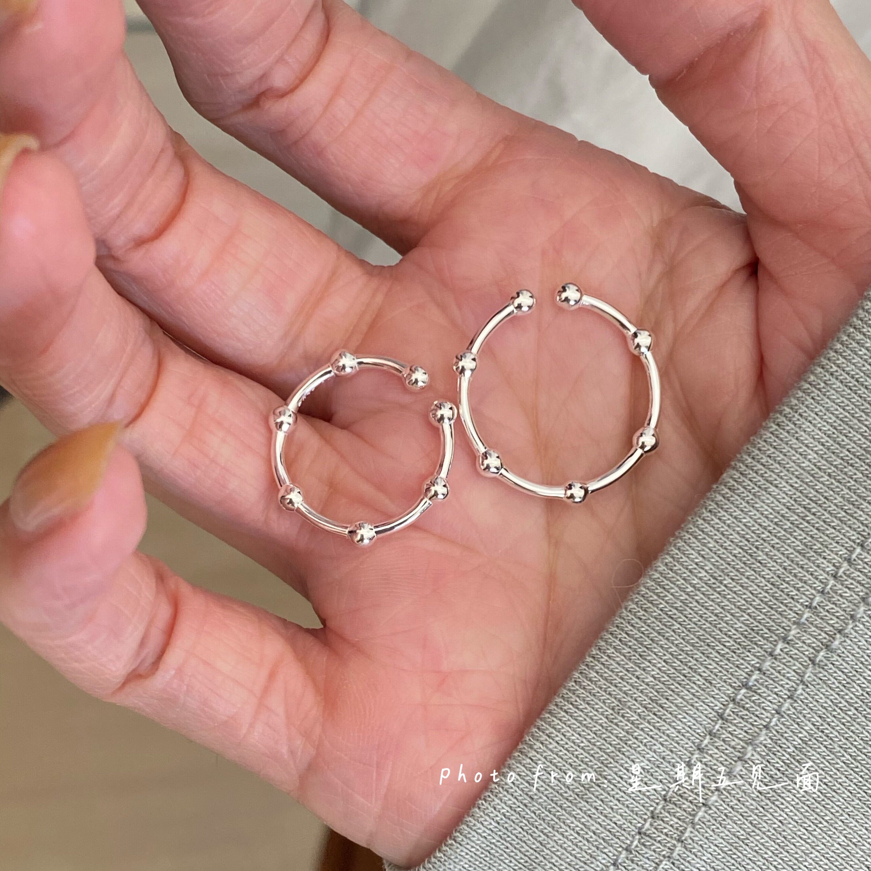 Original design bright silver beanie sterling silver tail ring
