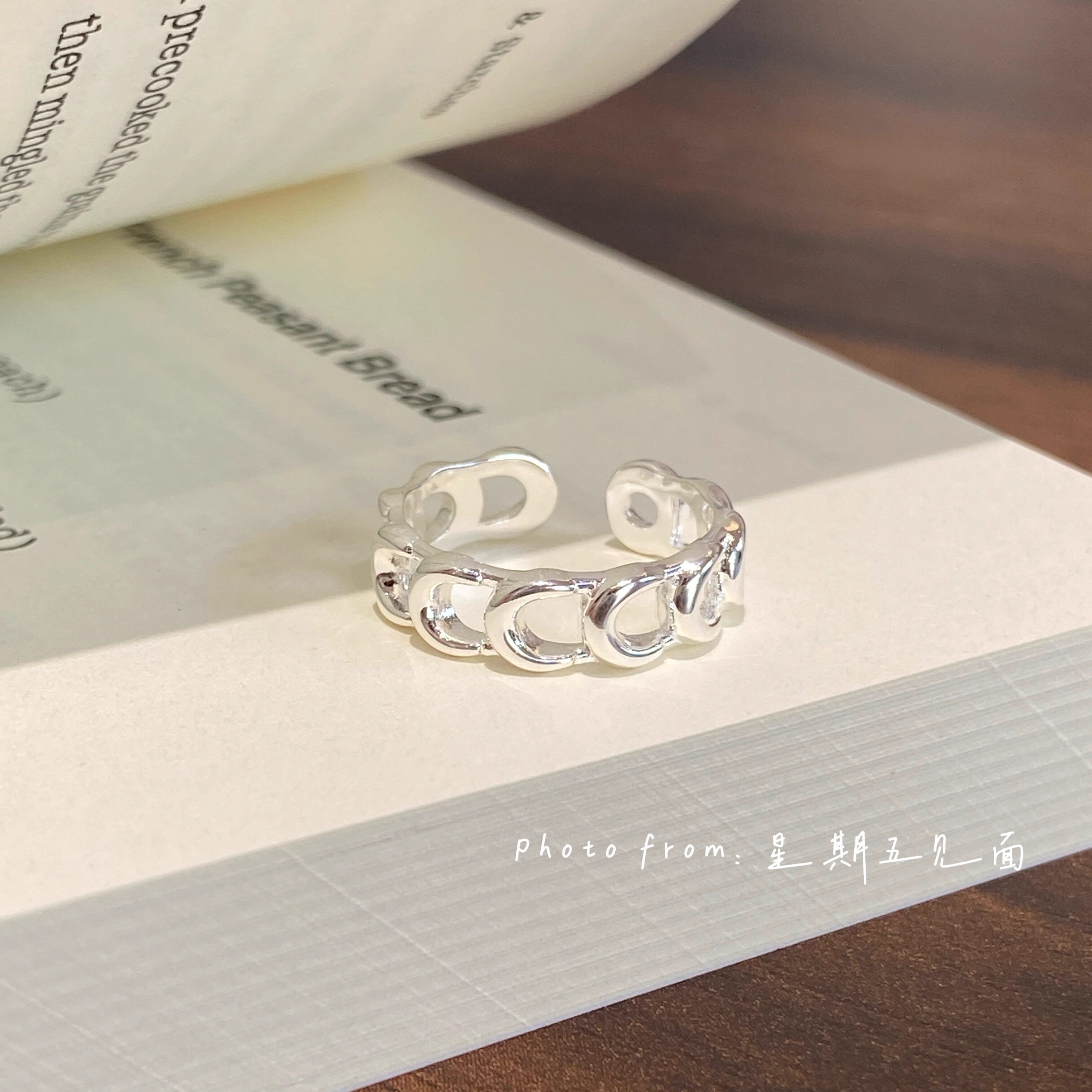 Original design moon shape sterling silver 925 tail ring
