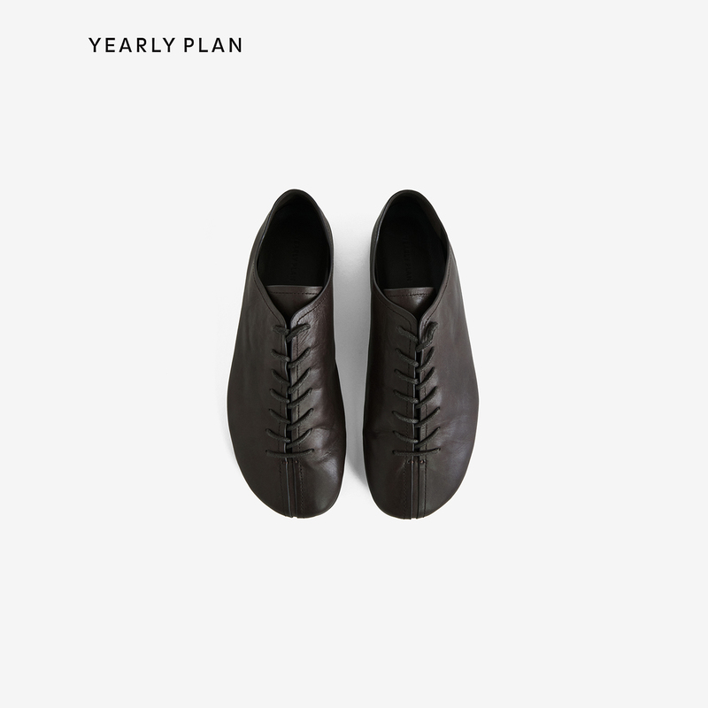 Yearly Plan Vibram 26Aw Footwear Series Barefoot Bamboo Sole Waxed Calfskin Lace-Up Shoes