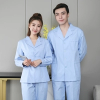 Женский синий костюм с воротником и длинными рукавами - маленькое пальто