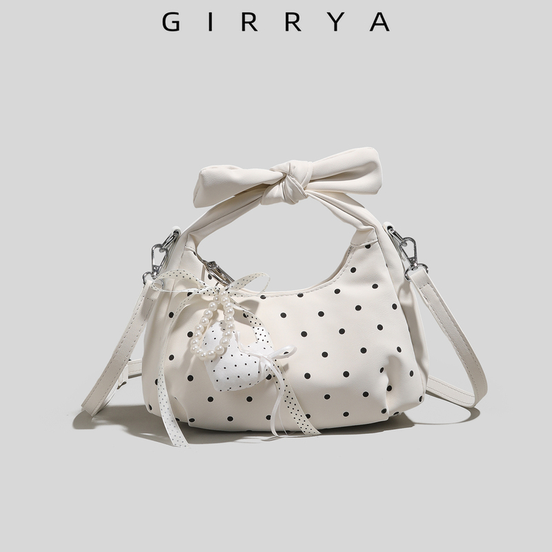Girrya Korean Style Polka Dot Bow Handbag for Women 2026 New Summer Fashion Versatile Shoulder Crossbody Bag Girrya Korean Style Polka Dot Bow Handbag for Women 2026 New Summer Fashion Versatile Shoulder Crossbody Bag