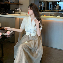 2023 new summer style light mature and high-end sense Yujie hot style with shirt and skirt two-piece suit for women