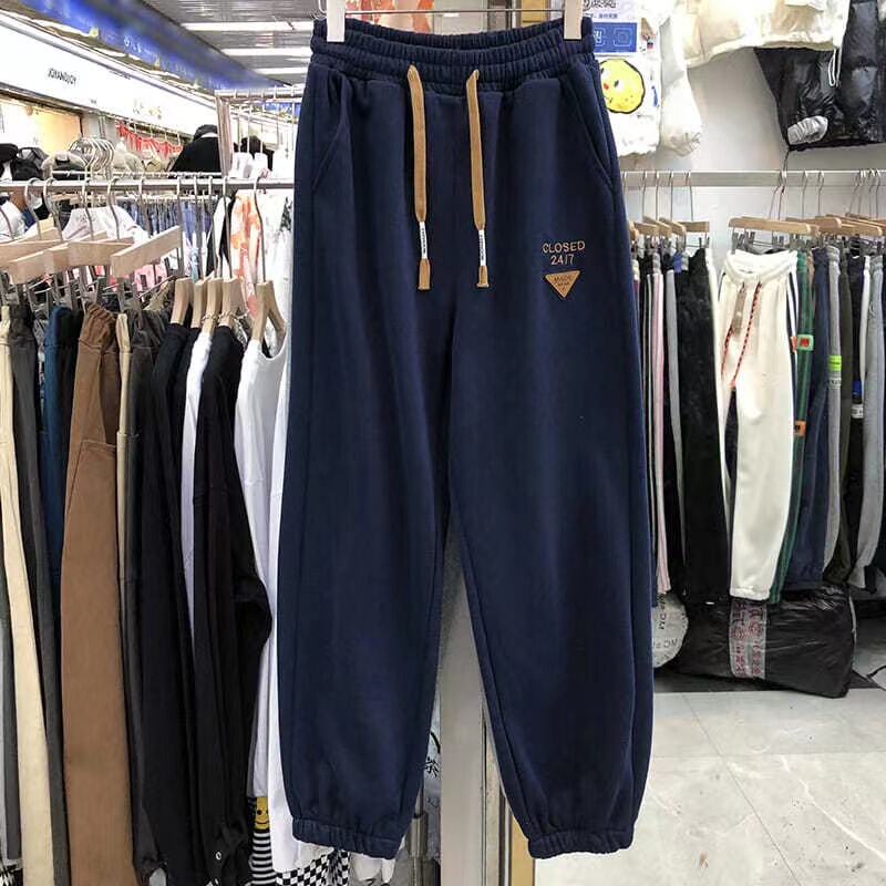 Plus Size 150kg Hong Kong Style Label Sweatpants for Men and Women, New Spring and Autumn Jogger Pants for Students, Casual Sports Pants