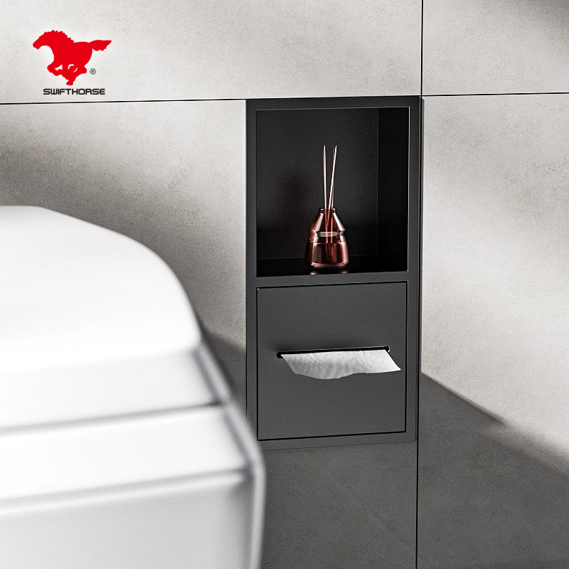 Bathroom Niche Stainless Steel Built-In Storage Rack Toilet Wall Niche Bathroom Tissue Holder Wall Cabinet