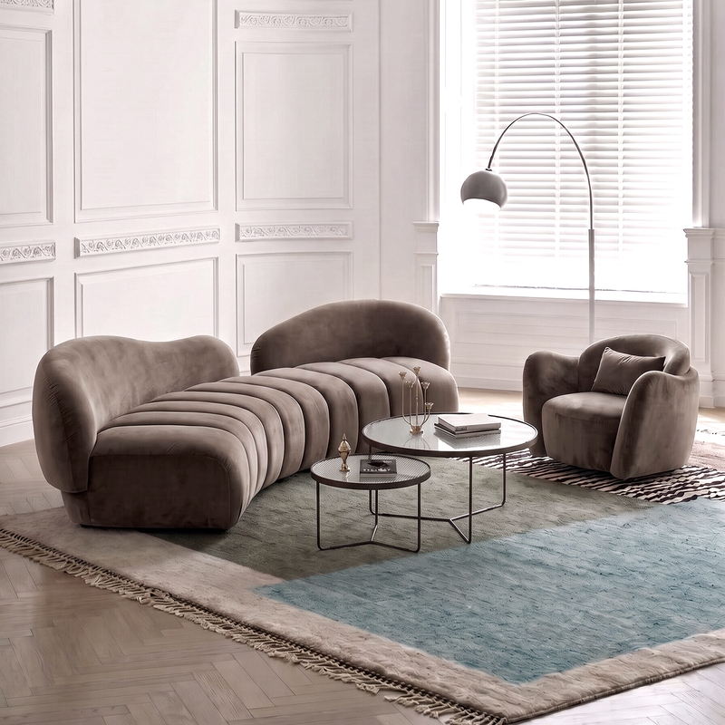 Beauty Salon Curved Sofa Set for Hotel Lobby, Sales Office, and Reception Area; Simple Lounge Area Sofa Combination Beauty Salon Curved Sofa Set for Hotel Lobby, Sales Office, and Reception Area; Simple Lounge Area Sofa Combination
