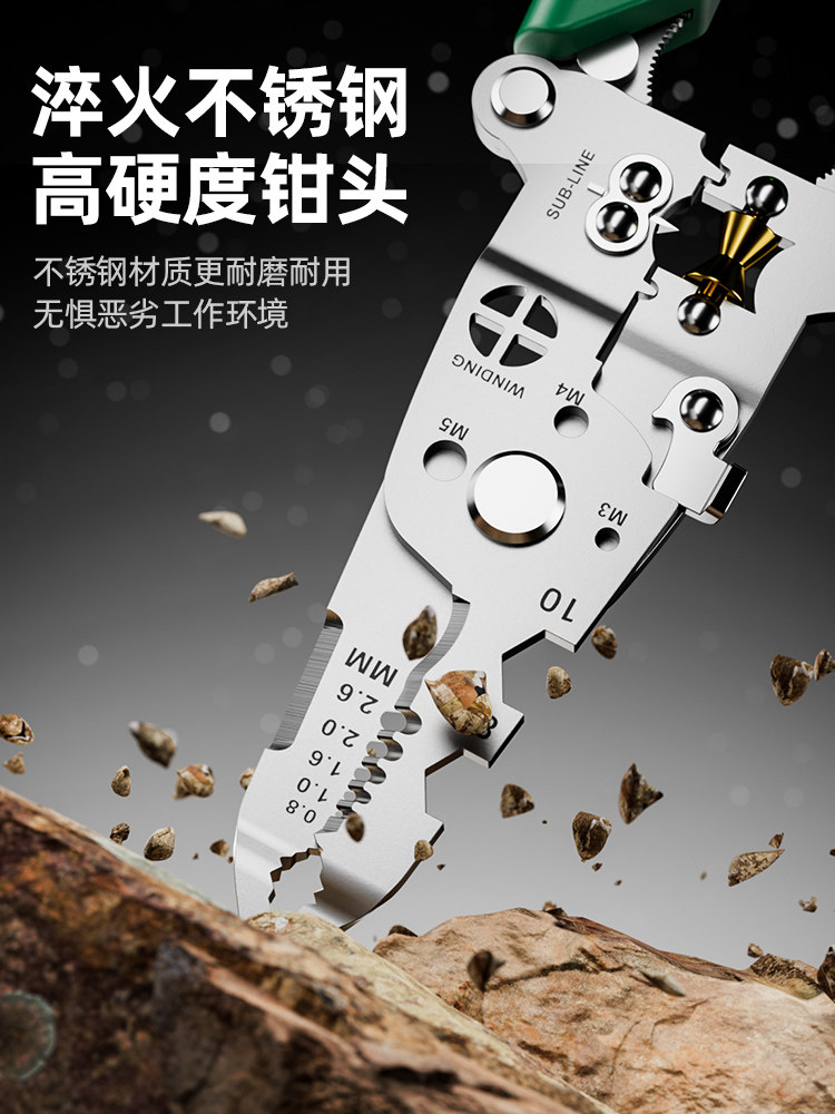 New Model with Electric Tester, Multifunctional Wire Stripping Pliers, Industrial-Grade High-End Electrician's Pliers for Cutting and Stripping Wires, Universal