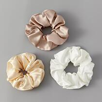 100% Mulberry Silk Large Intestinal Circle Flower Headdress Large Retro Hair Rope Hairband Ponytail Korean 2024 New Style