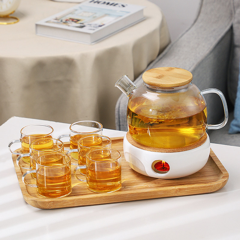 Glass flower teapot set candle heating tea cooking tea fruit tea health thickness filter English afternoon tea set