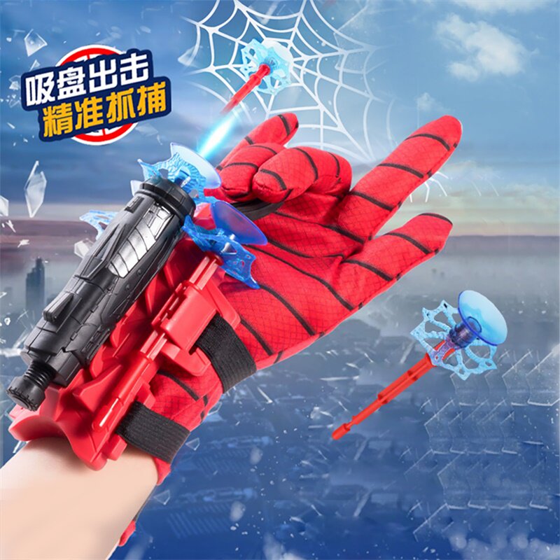Children's Black tech hero Man spider silk transmitter spitting gloves boy can launch soft-slingshot toy 2273-Taobao