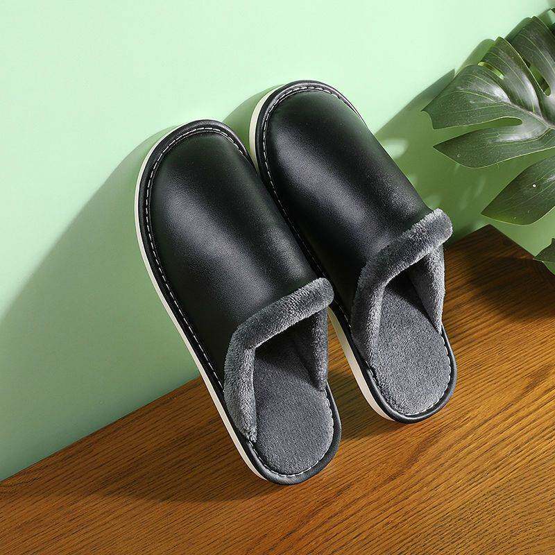 Slippers men winter cotton slippers female winter indoor waterproof thick and thick soles couples plus insurance