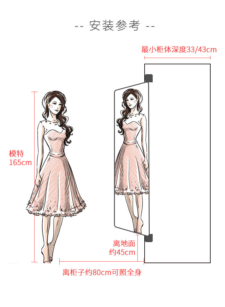 Декоративные зеркала 衣柜镜子旋转穿衣镜试衣全身折叠平开门内置内装隐形对开门推拉镜