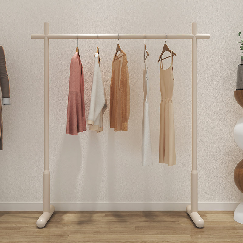 Clothes hanger floor folding clothes hanger main bedroom small hanging clothes hanger living-room cream white sturdy and simple cloakroom-Taobao