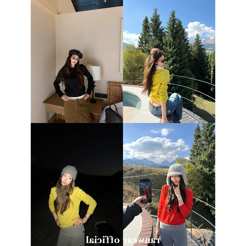 Lemon Yellow Knitted Top for Women, Autumn Korean Style Retro Loose Lazy Style Simple Casual Round Neck Pullover Sweater Lemon Yellow Knitted Top for Women, Autumn Korean Style Retro Loose Lazy Style Simple Casual Round Neck Pullover Sweater