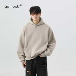 480g Heavyweight Short Hooded Sweatshirt Boxy Trendy Brand High-End Loose Solid Color American-Style Hoodie Jacket for Men and Women